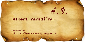 Albert Varsány névjegykártya